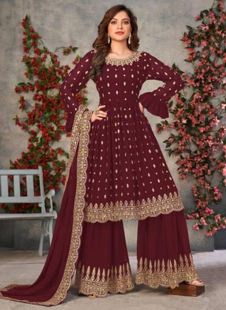 Maroon Colour Anjubaa Vol 5 New Latest Designer Festive Wear Georgette Salwar Suit Collection 10054